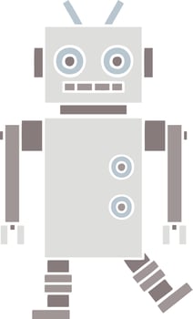 flat color retro cartoon dancing robot vector
