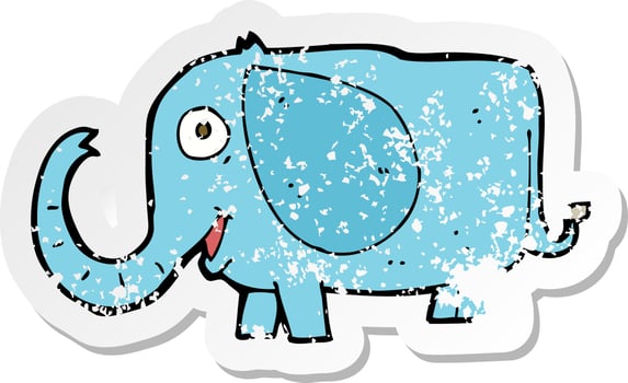 retro distressed sticker of a cartoon baby elephant vector