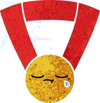 retro illustration style cartoon gold medal vector