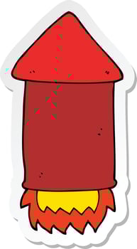 sticker of a cartoon rocket vector