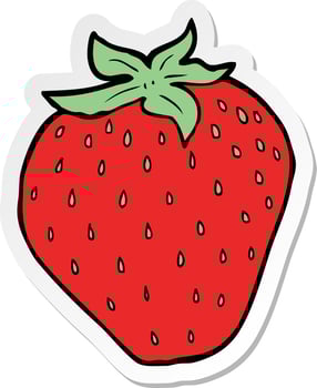 sticker of a cartoon strawberry vector
