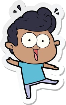 sticker of a cartoon excited man vector