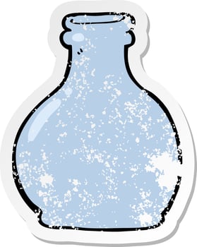 retro distressed sticker of a cartoon old glass vase vector