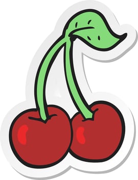 sticker of a cartoon cherries vector