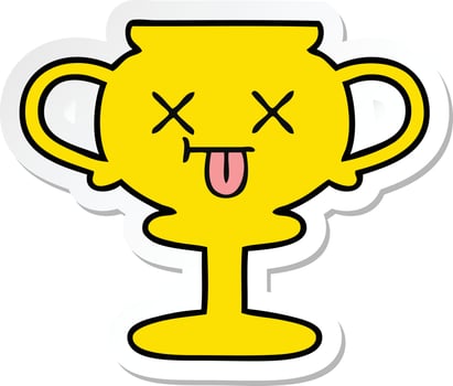 sticker of a cute cartoon trophy vector