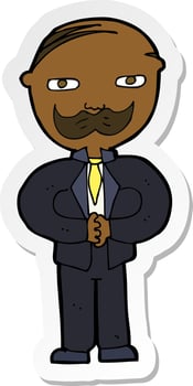 sticker of a cartoon old man with mustache vector