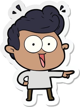 sticker of a cartoon excited man vector