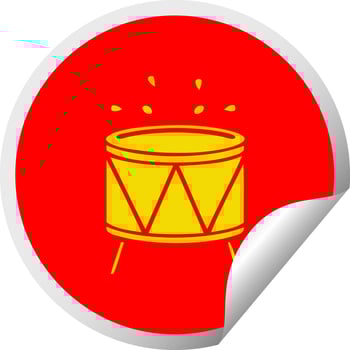 circular peeling sticker cartoon drum vector