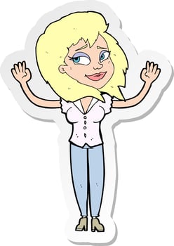sticker of a cartoon woman giving up vector