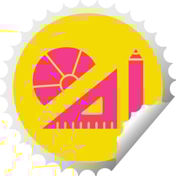 circular peeling sticker cartoon maths kit vector
