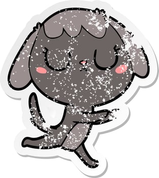 distressed sticker of a cute cartoon dog vector