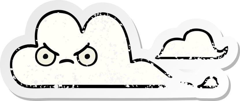 distressed sticker of a cute cartoon white cloud vector