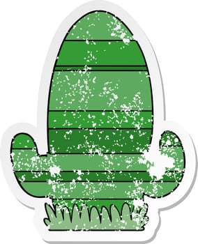 distressed sticker of a cartoon cactus vector