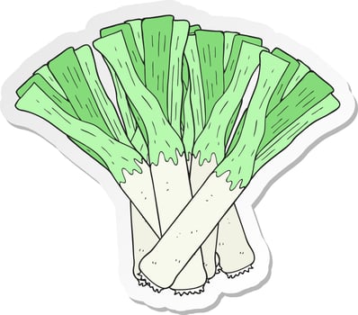 sticker of a cartoon leeks vector
