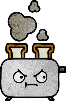 retro grunge texture cartoon of a toaster vector