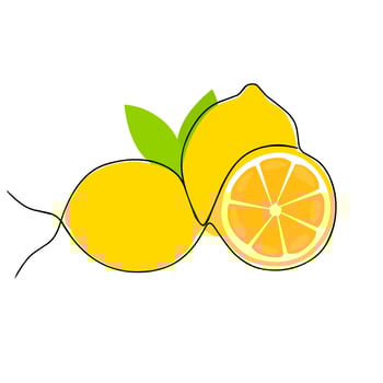 Orange vector illustration. Draw continuous lines of Whole Oranges and Half Orange Slices. With leaves. Great for fruit logos.