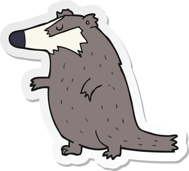 sticker of a cartoon badger vector