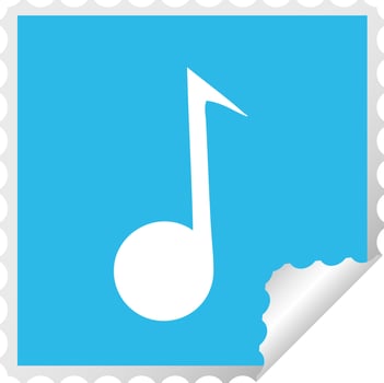 square peeling sticker cartoon musical note vector