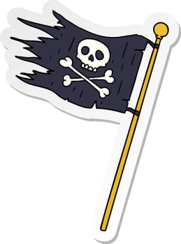 sticker cartoon doodle of a pirates flag vector