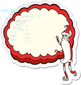 sticker of a cartoon santa claus with text cloud space vector