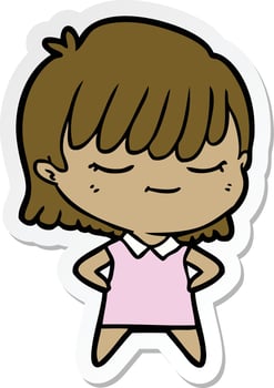 sticker of a cartoon woman vector