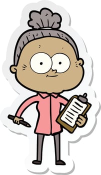 sticker of a cartoon happy old woman vector