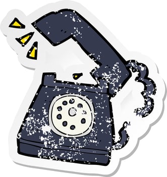 retro distressed sticker of a cartoon ringing telephone vector