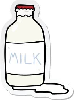 sticker of a cartoon milk bottle vector