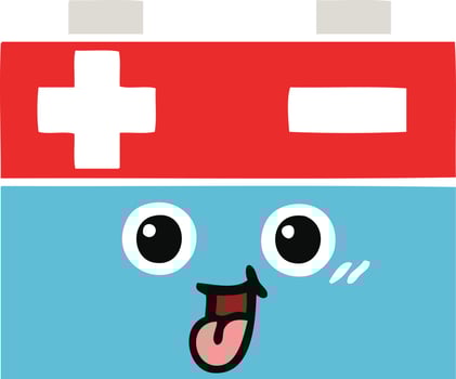 flat color retro cartoon car battery vector