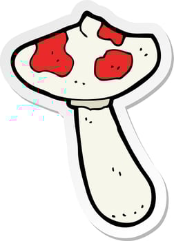sticker of a cartoon toadstool vector