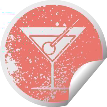 distressed circular peeling sticker symbol fancy cocktail vector