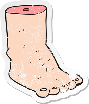 retro distressed sticker of a cartoon foot vector
