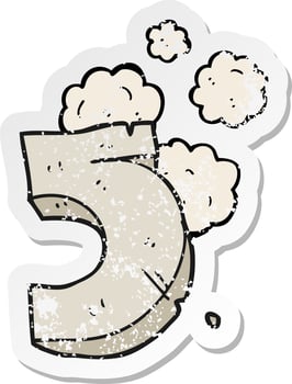 retro distressed sticker of a cartoon stone number five vector