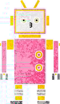 retro illustration style cartoon robot vector