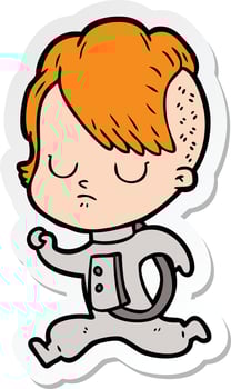 sticker of a cartoon woman vector