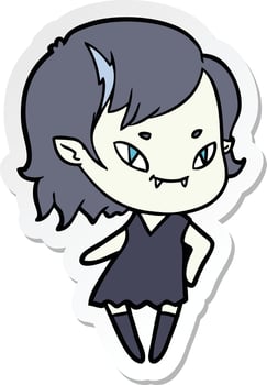 sticker of a cartoon cool vampire girl vector