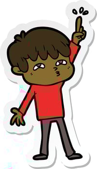 sticker of a cartoon boy asking question vector