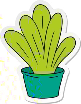 sticker cartoon doodle of a green indoor plant vector