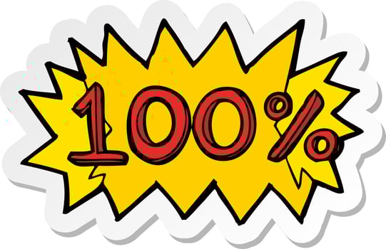 sticker of a cartoon 100 percent symbol vector