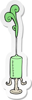 sticker of a cartoon old needle vector