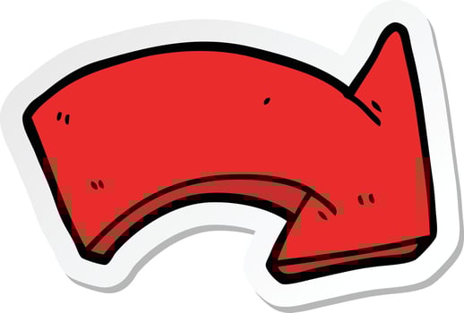 sticker of a cartoon pointing arrow sign vector