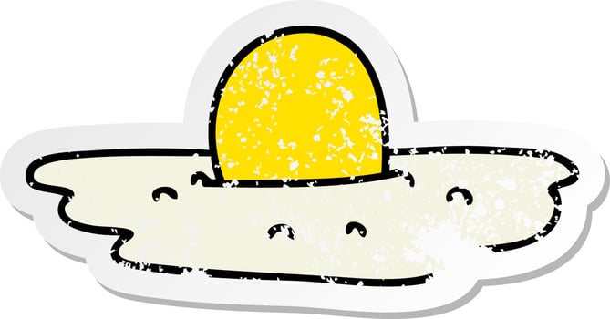 distressed sticker of a quirky hand drawn cartoon fried egg vector