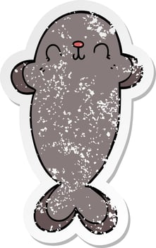 distressed sticker of a cartoon seal vector