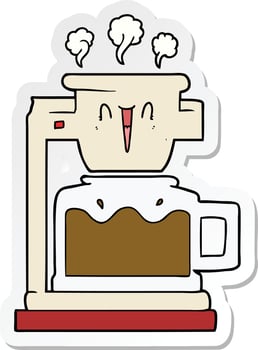 sticker of a steaming hot coffee pot vector