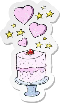 retro distressed sticker of a cartoon cake vector
