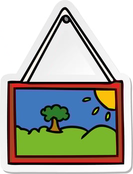 sticker cartoon doodle of a picture in frame vector