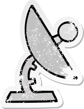 distressed sticker of a cute cartoon satelite dish vector