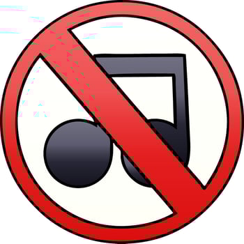 gradient shaded cartoon no music sign vector