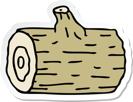 sticker of a quirky hand drawn cartoon wooden log vector