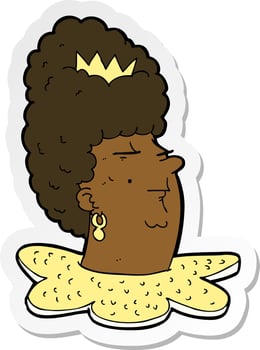 sticker of a cartoon queen head vector